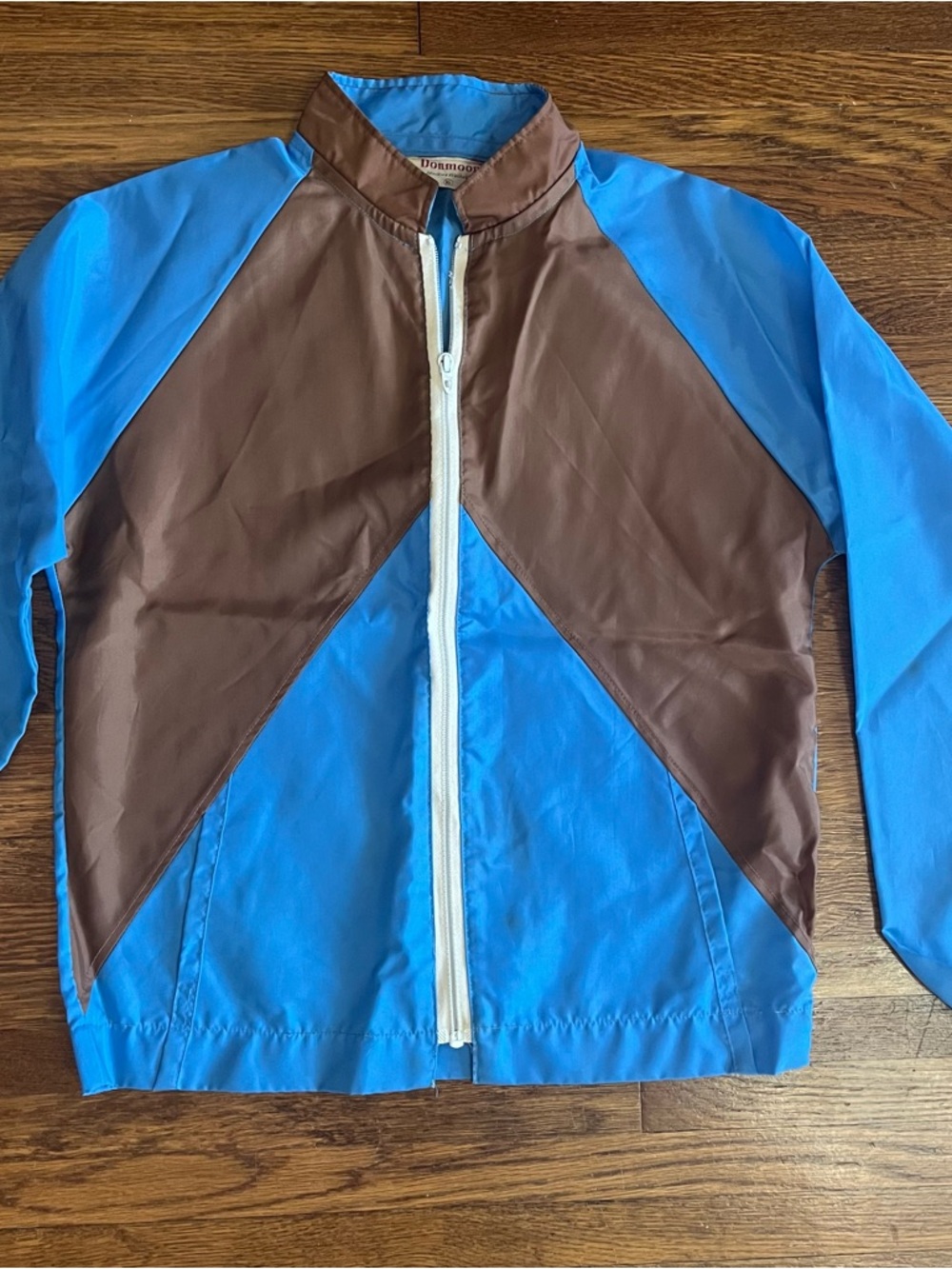 Vtg windbreaker rain jacket 16 womens unisex blue brown full zip Donmoor